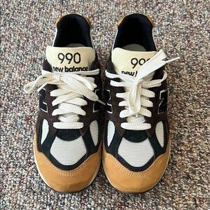 New Balance 990 Men's Sneakers - Black, Cream, and Tan